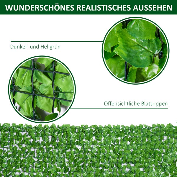 Outsunny Künstliche Hecke, 300 x 150 cm, PE, Gewebe, Hellgrün