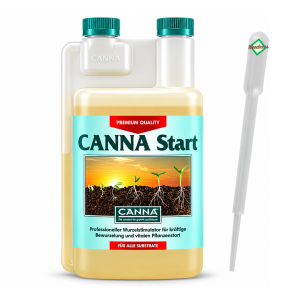 CANNA Start Wurzelstimulator in einer Flasche mit Dosierpipette für ein gesundes Pflanzenwachstum.