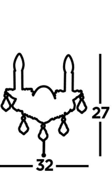 Technische Zeichnung einer Wandleuchte mit Abmessungen