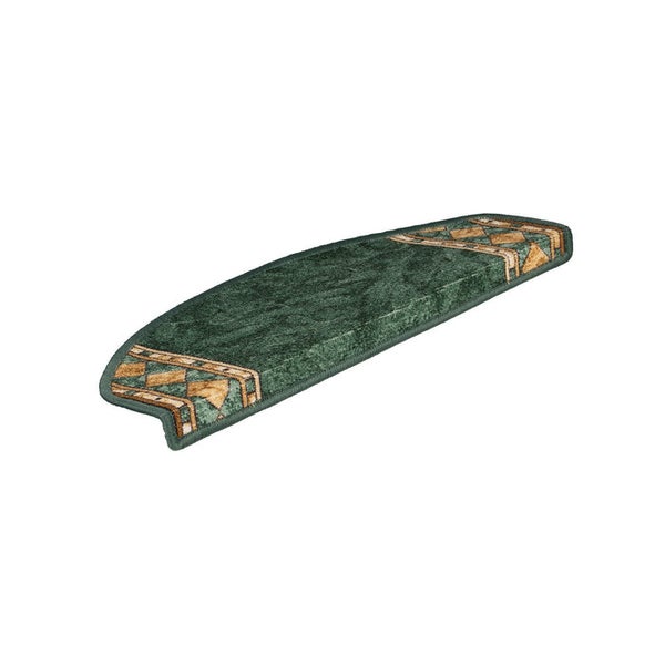 FLOORDIREKT Stufenmatte Rügen Selbstklebend Strapazierfähig Grün Halbrund 65 x 23,5 cm