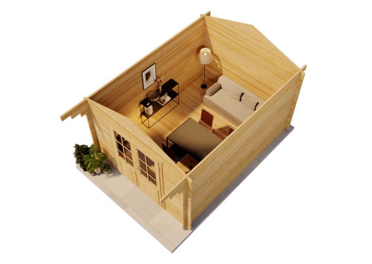 Alpholz Gartenhaus Nele-44 ISO Gartenhaus aus Holz in natur, Holzhaus mit 44 mm Wandstärke, Blockbohlenhaus mit Montagematerial imprägniert 3,2x4,2m