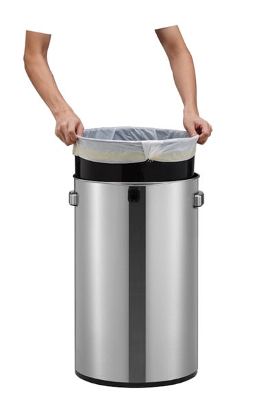 PROREGAL Stilvoller Offener Abfallsammler Aus Gebürstetem Edelstahl 60 Liter HxØ 68,5 x 40,5 cm Silber