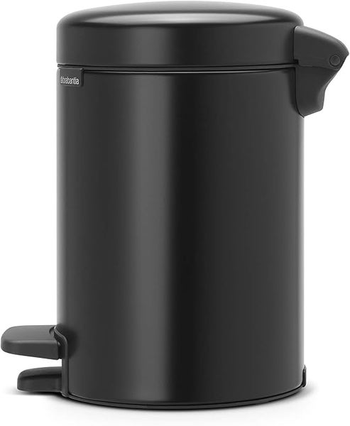 Brabantia Klassischer Tretmülleimer Mit Soft Verschluss 3 Liter HxBxT 26,4 x 16,8 x 23,5 cm Metall Metallik Schwarz