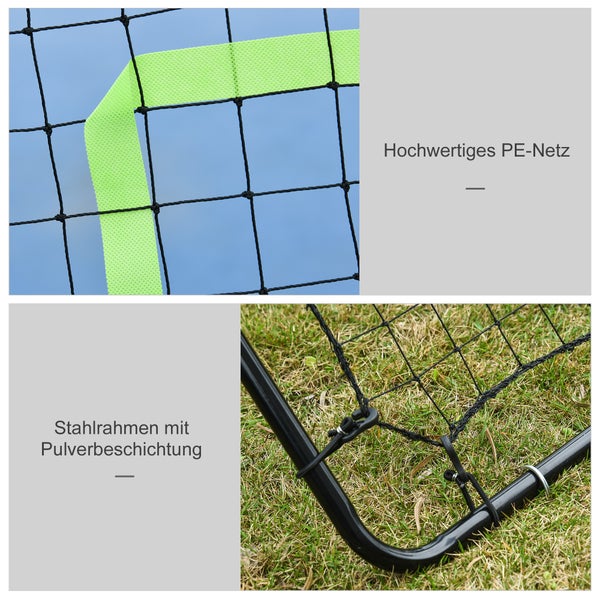 HOMCOM Kickback Rebounder, Rückprallwand Netz, 75x126cm, Stahl+PE, Schwarz