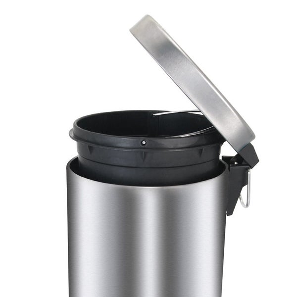 PROREGAL Runder Tretabfallsammler Mit Herausnehmbaren Kunststoff Inneneimer 30 Liter HxBxT 64 x 30 x 33 cm Edelstahl