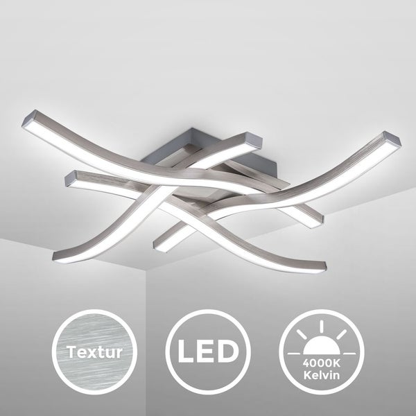 Deckenleuchte 42,5x42,5 cm - 17,2W, 1800lm, LED, neutralweiß, matt-nickel