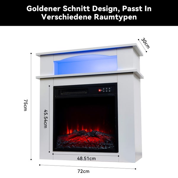 Elektrischer Kaminofen mit Flammeneffekt und den Maßen 75x72x30 cm