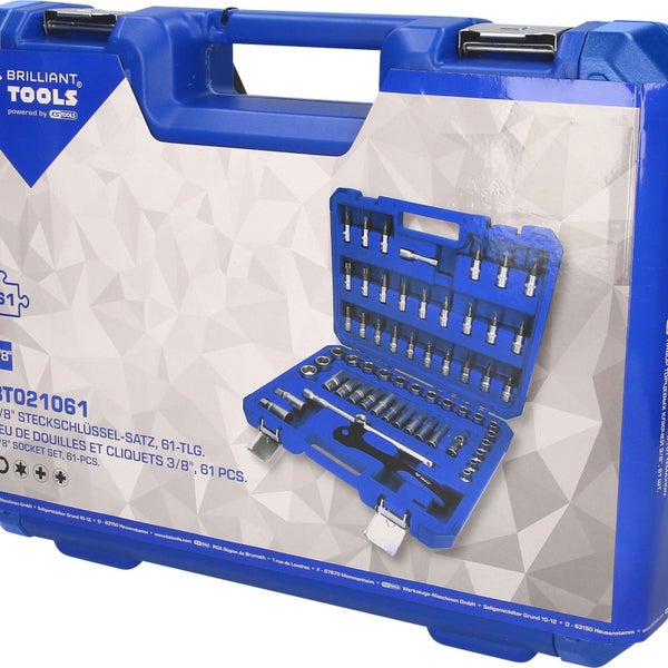 Brilliant Tools 3/8 inch Steckschlüsselsatz, 61-teilig in Aufbewahrungskoffer