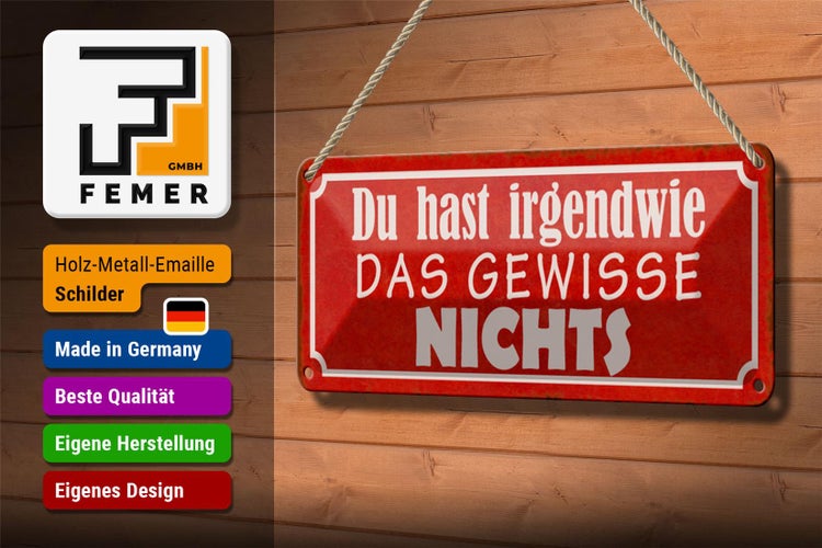 Blechschild Spruch 27x10cm du hast das gewisse nichts Dekoration