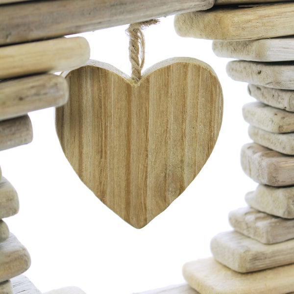 FRANK FLECHTWAREN | Kranz Wooden-Heart, HOLZ, SISAL, ca. Ø 21 cm