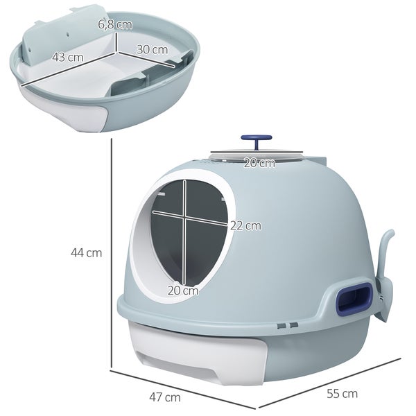 PawHut Katzentoilette, B47 x T55 x H44 cm, PP, ABS, Blau