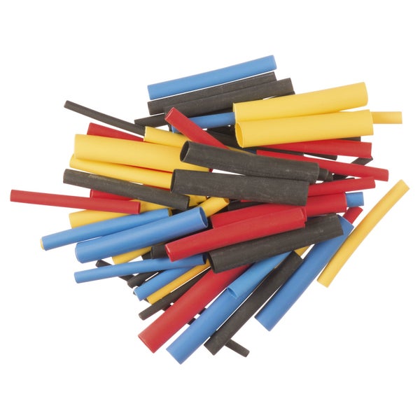 Sortiment an Schrumpfschläuchen in verschiedenen Farben und Größen für die elektrische Isolation.