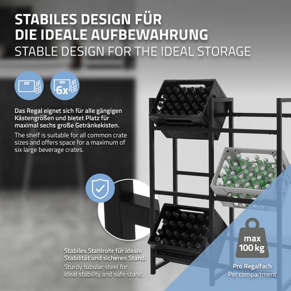 ML-Design 3er Set Getränkekistenregal für 6 Kisten, 91x31x116,5cm, Stahl, freistehend, stabil, Standregal für Getränkekisten, Getränkeregal Kastenregal Kistenregal Getränkekistenständer Kistenständer