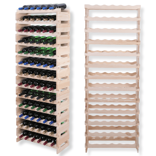 Weinregal VINOTECA FLEX PRO HxBxT 177x65x28cm 78 Flaschen auf 13 Ebenen Massives Kiefernholz Natur unbehandelt
