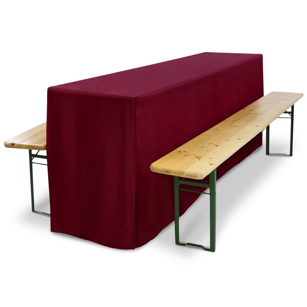 Festzeltgarnitur mit Tischhusse und zwei Bänken