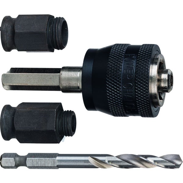 Schnellwechselbohrfutter mit Adaptern und Bohrer