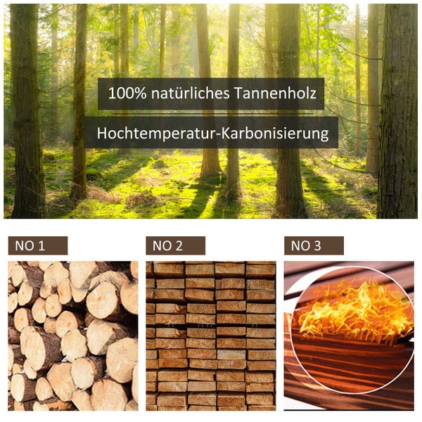 Outsunny Springbrunnen aus Holz Outdoor Gartenbrunnen mit plätscherndem Wasser Dekorationsbecken Ornamenten Pumpe Wasserspiel Terrassenbrunnen für Garten Terrasse Rasen 68 x 57 x 118 cm Braun