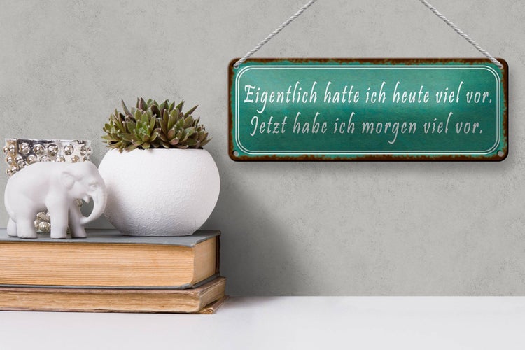Blechschild Spruch 27x10cm ich hatte heute viel vor Dekoration
