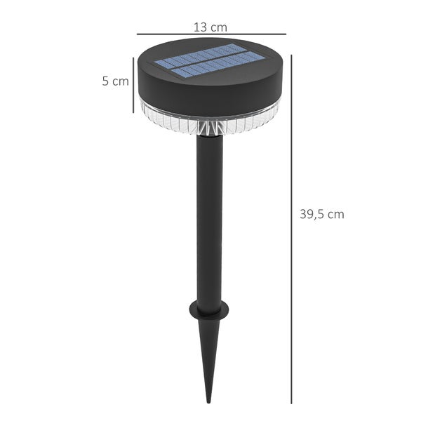 Outsunny Solarlampen, 13cm x 13cm x 39,5cm, PC+ ABS, Schwarz