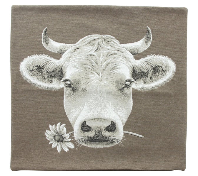 Kissen mit Kuh und Blume