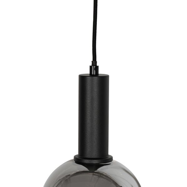 Art Deco Hängelampe schwarz mit Rauchglas 4-flammig - Josje