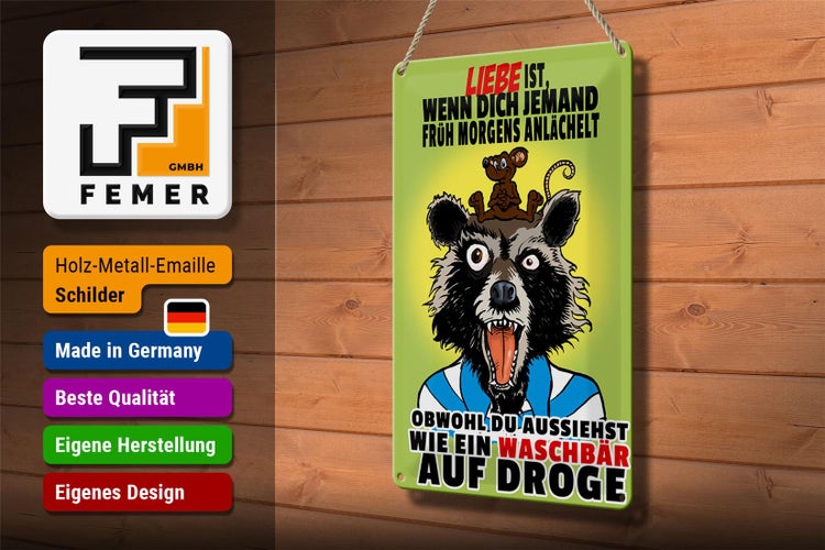 Blechschild Spruch 20x30cm Liebe ist wenn morgens angelächelt