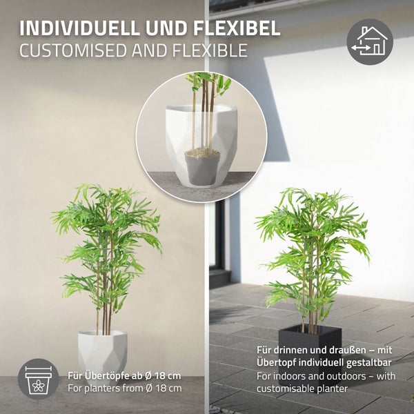 ML-Design Künstlicher Bambus 120 cm, Künstliche Pflanzen groß, Kunstpflanze mit Echtholzstamm, Fake Plastik Pflanze Dekoration im Topf für Indoor und Outdoor, Kunstbaum wie echt für Wohnzimmer Büro
