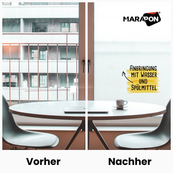 MARAPON Fensterfolien in Matt [30x400 cm] für Fenster und Türen – Sichtschutz & Dekoration - Mattfolie Sichtschutzfolie