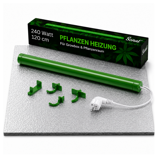 Sonat Pflanzenheizung mit 240 Watt und 120 cm Länge inklusive Montagematerial und Netzkabel für Growboxen.
