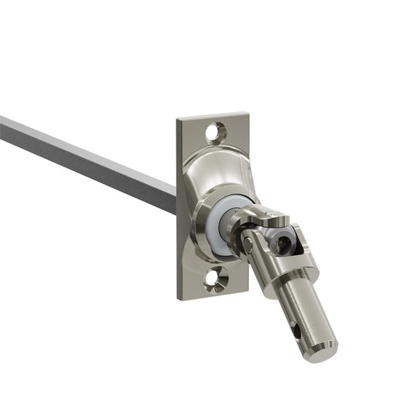 Geiger Gelenklager 45°- G019 | Grundplatte 22 x 52 mm | Kurbelzapfen 9,9 mm | 6 mm Vierkant - Länge 300 mm