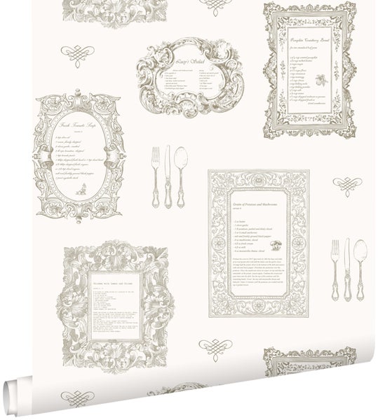 ESTAhome Tapete Rezepte Beige - 53 cm x 10.05 m - 127629