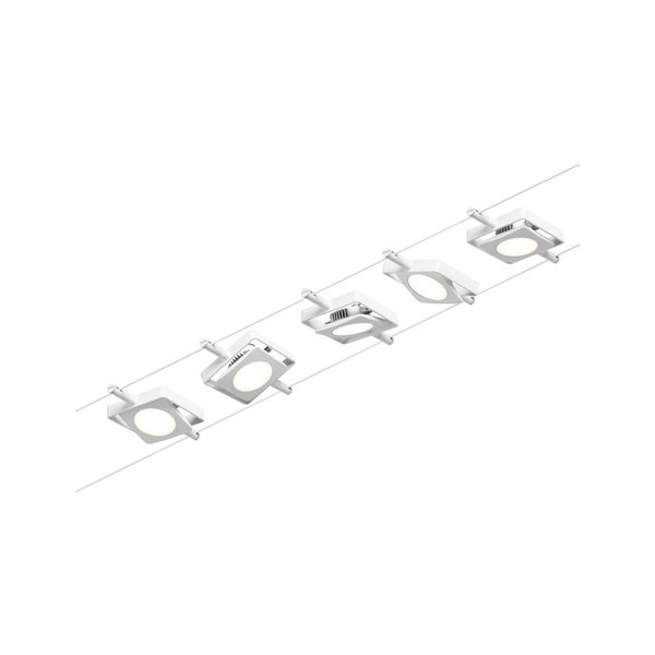CorDuo LED Seilsystem MacLED Basisset 5x250lm 5x4,5W 3000K 230/12V Weiß, Chrom
