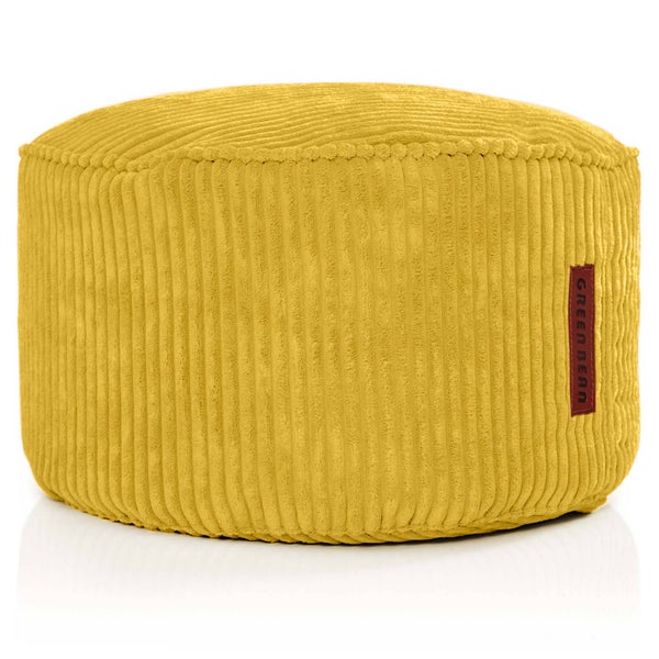 Green Bean Pouf-Kissen 45x25cm mit EPS-Perlen Füllung & Cordstoff Bodenkissen Liegekissen Sitzkissen Sitzhocker Sessel Kinder Erwachsene Stoff Hocker Ablage Gelb