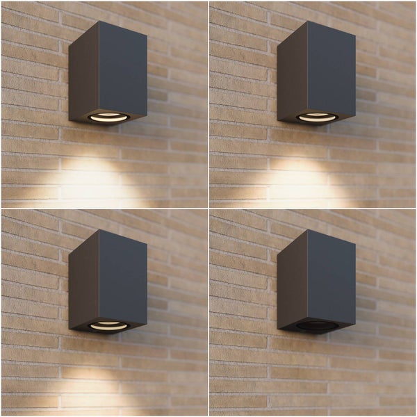 Lucande Wandleuchte außen Xava (Modern) in Schwarz aus Aluminium (1 flammig, GU10) - Außenwandleuchten Wandlampe Led Außenlampe Outdoor für Außenwand/Hauswand Haus Terrasse & Balkon