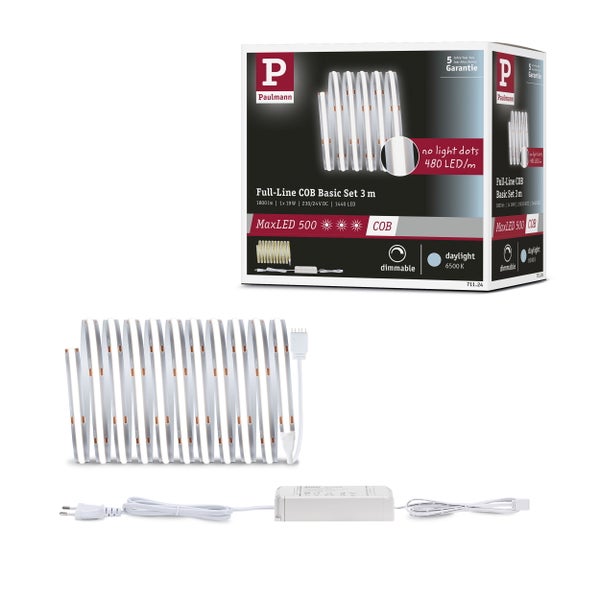 Paulmann Full-Line COB Basic Set 3 m LED-Streifen mit Netzteil und Stecker