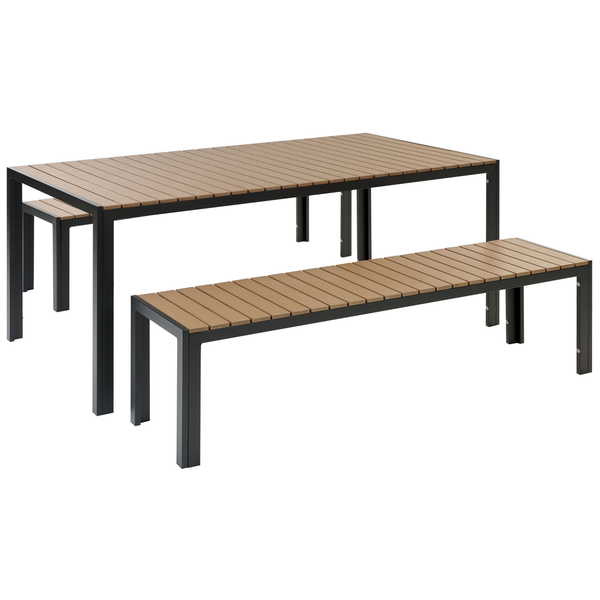 Gartenmöbel Set mit Bänken 6-Sitzer NARDO Braun / Schwarz