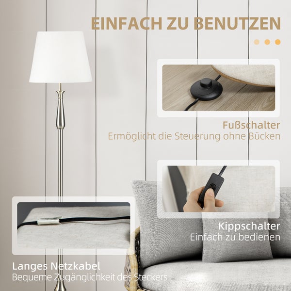 HOMCOM 3er-Lampenset, 35,5L x 35,5B x 146H cm, Eisen, Creme
