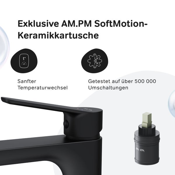 AM.PM Waschtischarmatur für Aufsatzwaschbecken mit Klick-Ablaufgarnitur FTA92222 Hit Schwarz matt