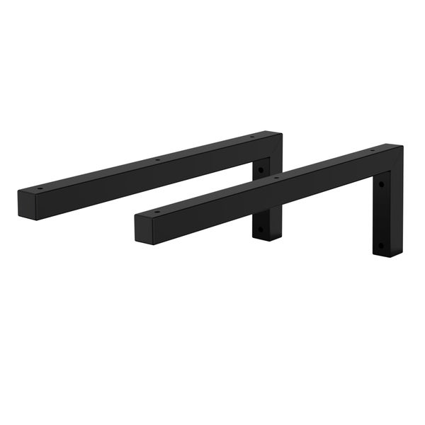 ML-Design 2er Set Wandkonsole Winkel L-Form für Waschtisch, 450x150 mm Schwarz Stahl, Design Waschtischhalterung, Wandhalterung für Waschtischplatte Waschbecken, Konsolenträger Regalträger Regalhalter