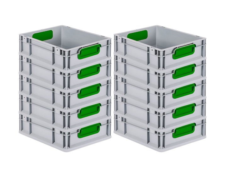 PROREGAL Eurobox Nextgen Color HxBxT 12 x 30 x 40 cm 11 Liter Griffe Grün Geschlossen Glatter Boden Eurobehälter Transportbox