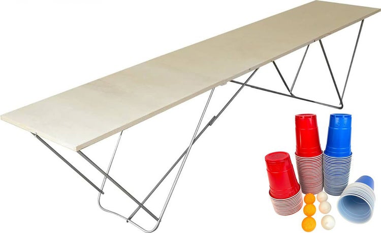 Bierpong Tisch für individuelle Gestaltung - Set 1 Tisch, 100 Becher, 6 Bälle