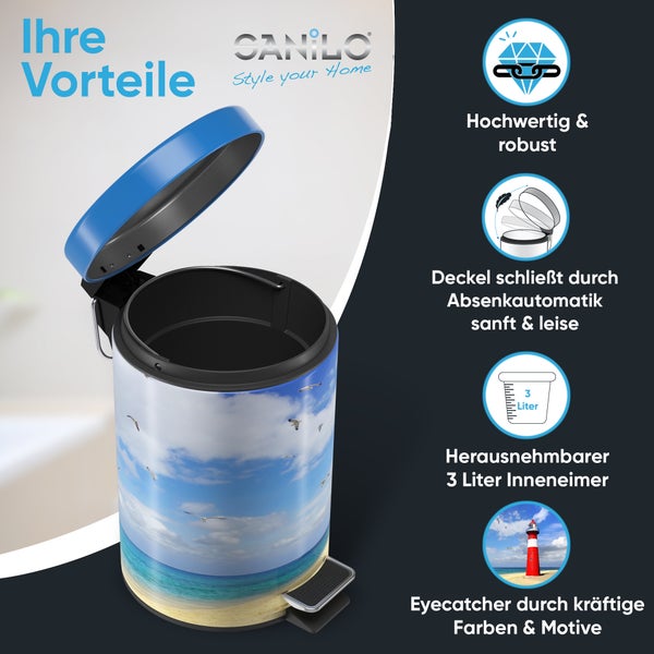 Sanilo Kosmetikeimer 3L mit Absenkautomatik Leuchtturm