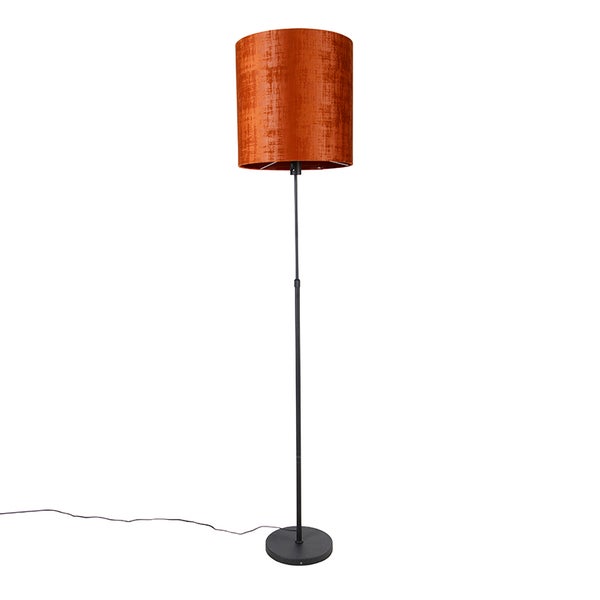 QAZQA - Modern Stehlampe schwarz Schirm rot 40 cm verstellbar - Parte I Wohnzimmer I Schlafzimmer - Stahl Länglich - LED geeignet E27