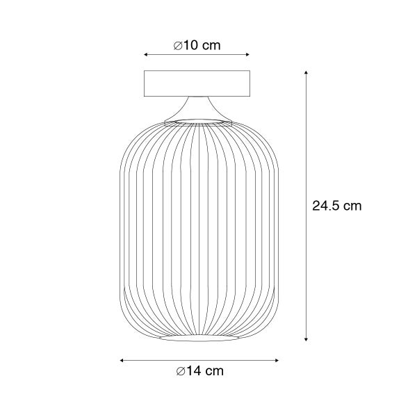 Technische Zeichnung einer Lampe mit Abmessungen
