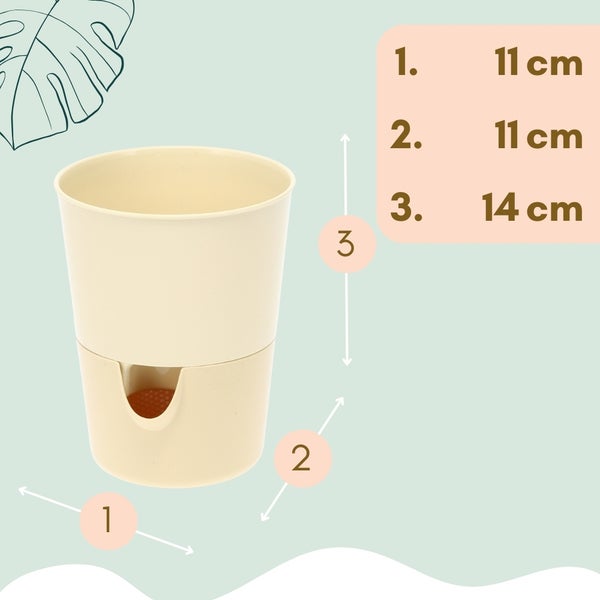 Blumentopf mit den Maßen 11 cm Breite, 11 cm Tiefe und 14 cm Höhe