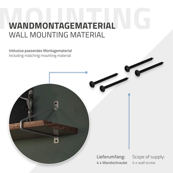 ML-Design 8 Stück Regalhalterung, 265 mm, Silber, aus Stahl, Haarnadel Regalhalterungen, Schwebe Regalwinkel, Hairpin Wandhalterung, Regalträger für Wandmontage, Industrielle Wandregal, Wandkonsole