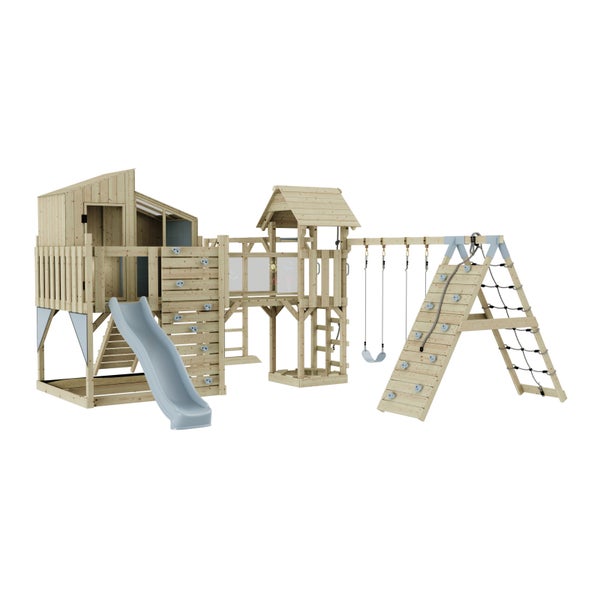 Spielplatz mit Rutsche, Schaukel und Kletterwand