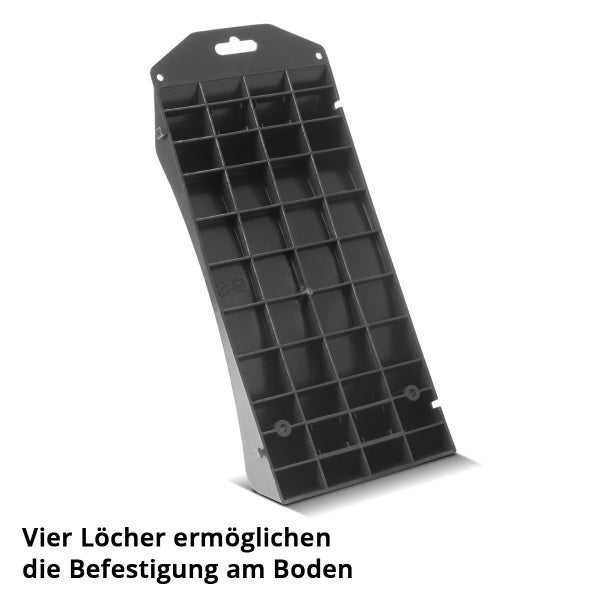 Grauer Auffahrkeil aus Kunststoff mit Befestigungslöchern