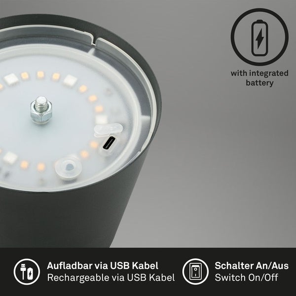 Tischlampe Akku Tischleuchte Kabellos Touch buntes RGB+W Licht höhenverstellbar
