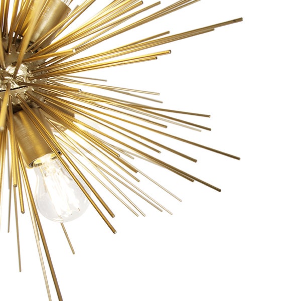 Detailaufnahme einer Pendelleuchte im Sputnik-Design mit Metallelementen